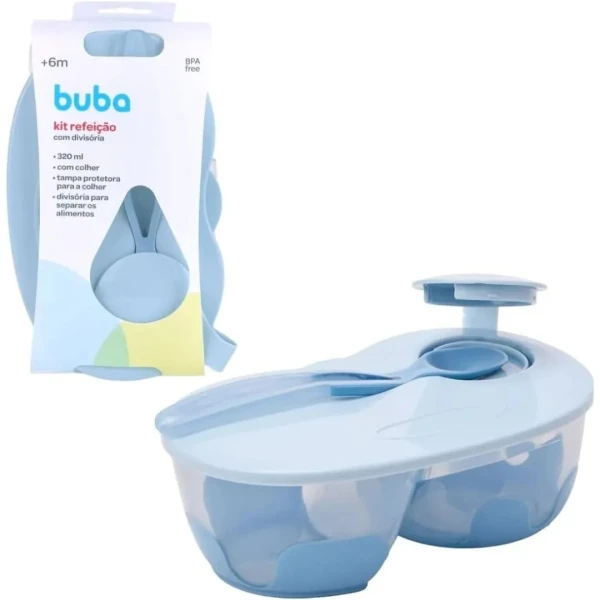 Tupper con divisiones y cuchara BUBA celeste