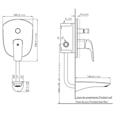Grifería de ducha Monocomando de embutir Epuyen cromado Grifería De Ducha Monocomando De Embutir Epuyen Cromado