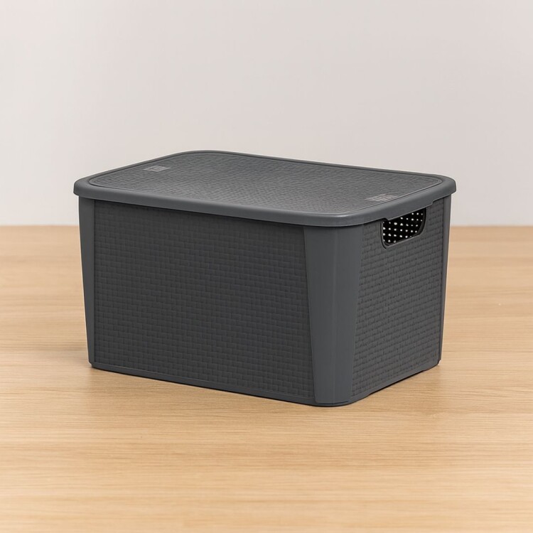 CAJA ORGANIZADORA SIMIL RATTAN N3 17 LITROS GRIS
