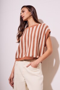 Chaleco Rayado Mocha