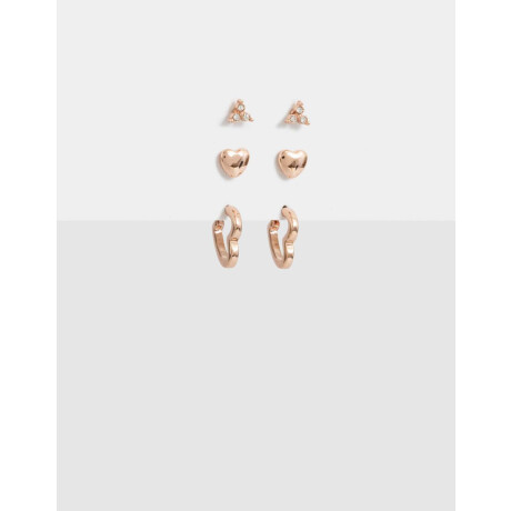 Set De Aros Bañados En Oro Rosa Dorado Oro Rosa