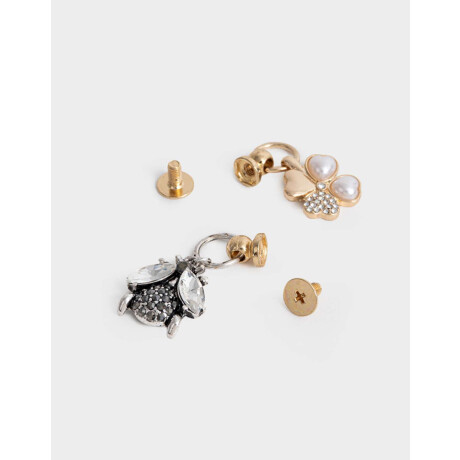 Set De Prendedores Trébol Y Abeja Combinacion Bicolor