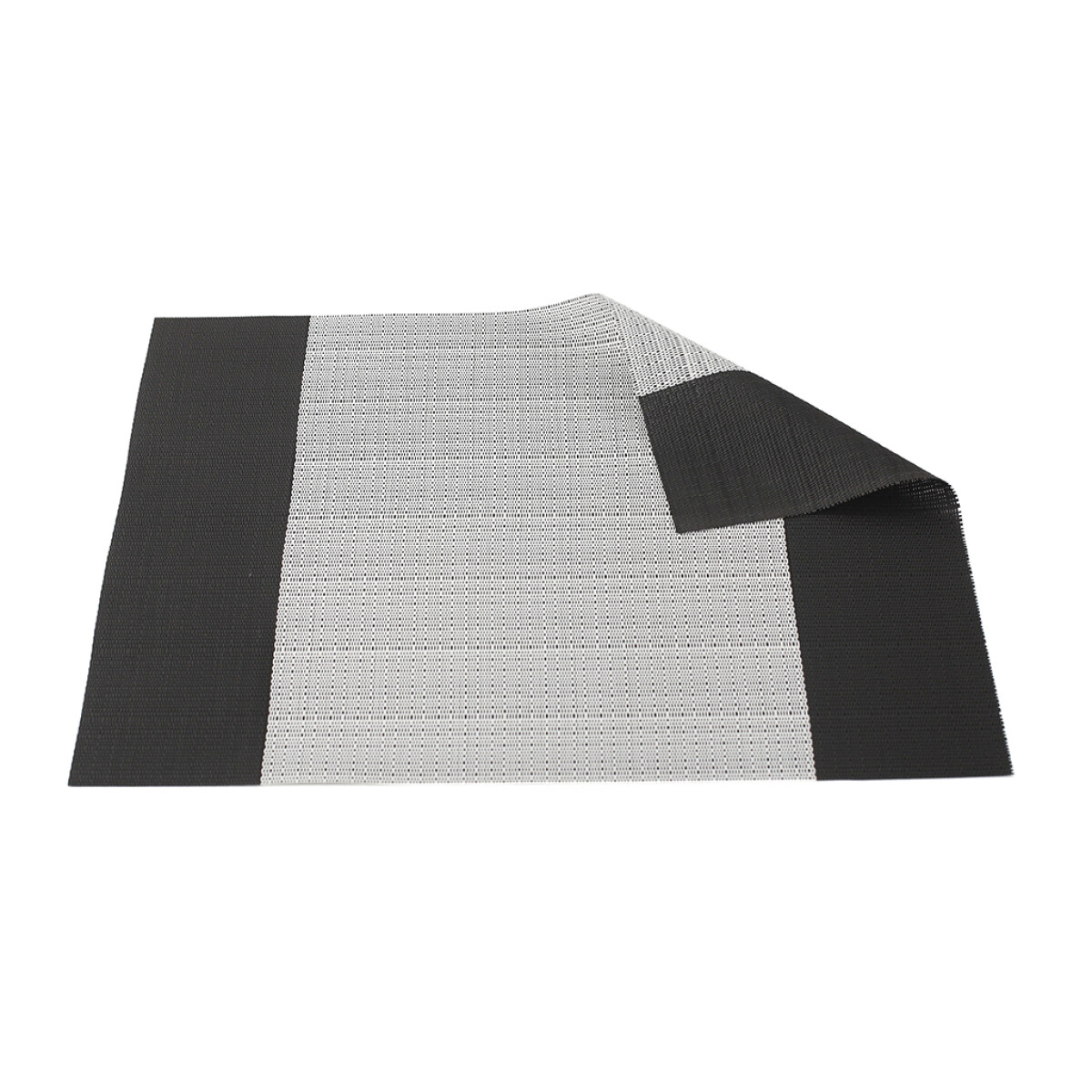 INDIVIDUAL PVC 40x30CM NEGRO FRANJA GRIS 