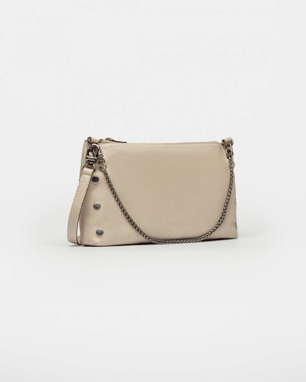 Cartera al Hombro Moss En Cuero Liso Satinado Natural