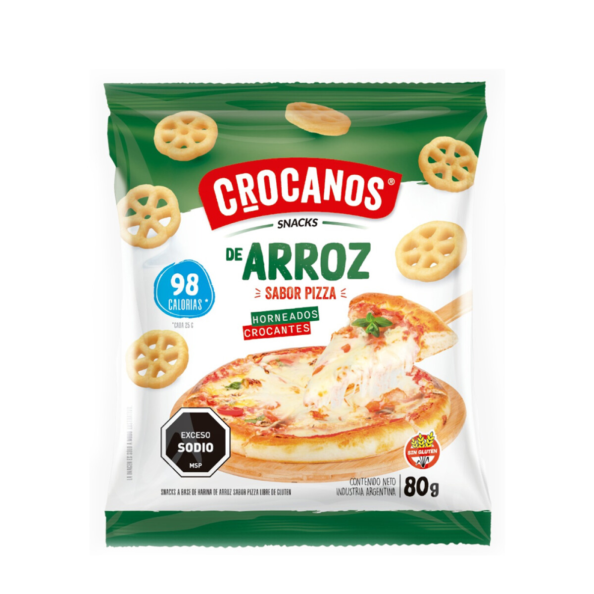 SNACKS DE ARROZ CROCANITOS - SNACKS DE ARROZ CROCANOS PIZZA 80GRS SIN GLUTEN 