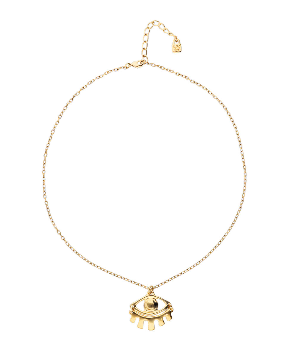 COLLAR CORTO DE ALEACIÓN DE METALES BAÑADO EN ORO DE 18K CON DETALLE DE OJO PEQUEÑO - Colgante 
