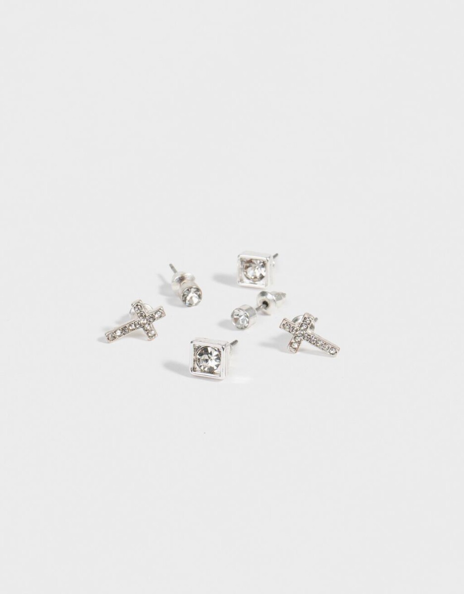 Set De Aros Bañados En Plata 