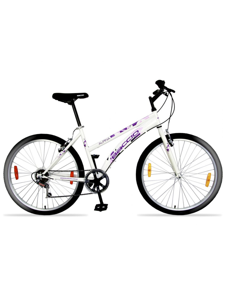 Bicicleta Baccio Alpina Lady Montaña rodado 24 con 6 cambios - Blanco - Violeta 