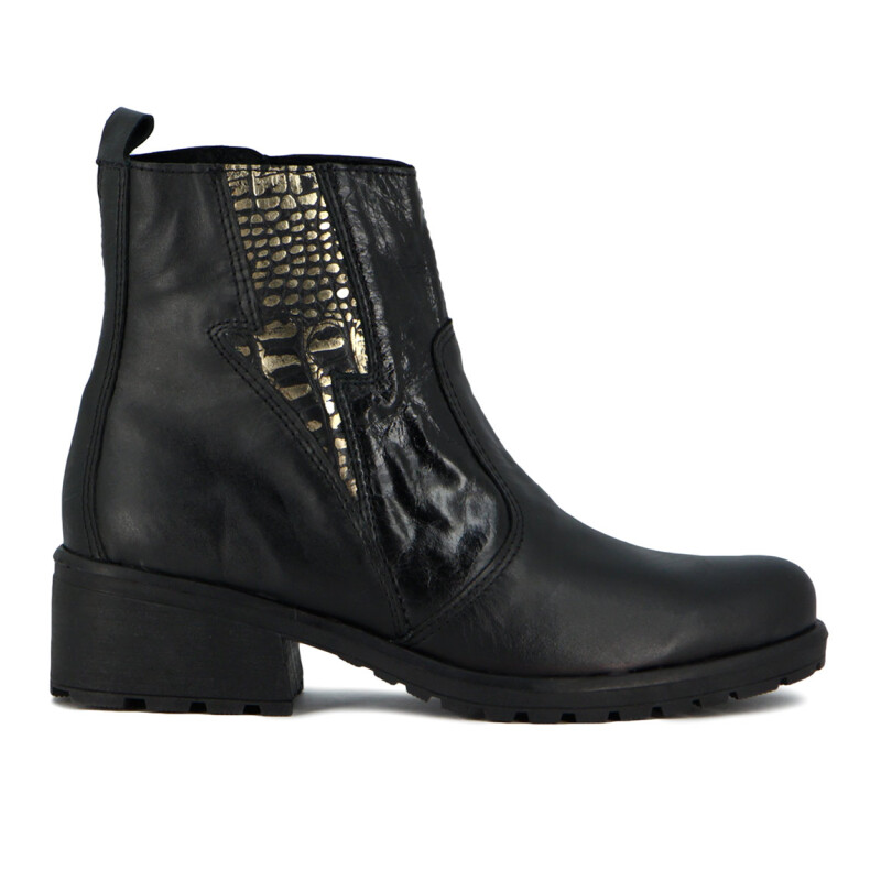 Macri Bota Caña Baja Suela Tr Taco Foliado Negro-animal Print
