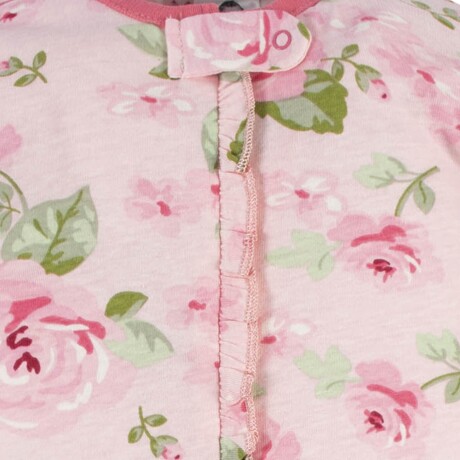 Pijama enterito manga larga con pie rosas