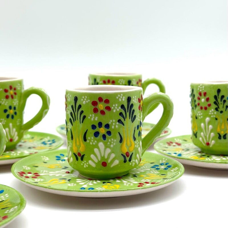Set de café cerámica x6 Verde claro