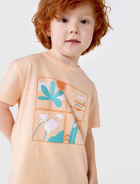 CAMISETA INFANTIL CON ESTAMPA NARANJA