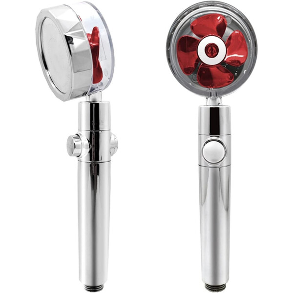 Duchero Cabezal Rotacion 360° Ventilador Alta Presion Turbo Variante Color Rojo