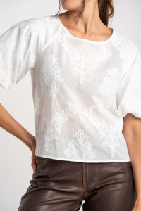 Blusa Manga Globo Crudo