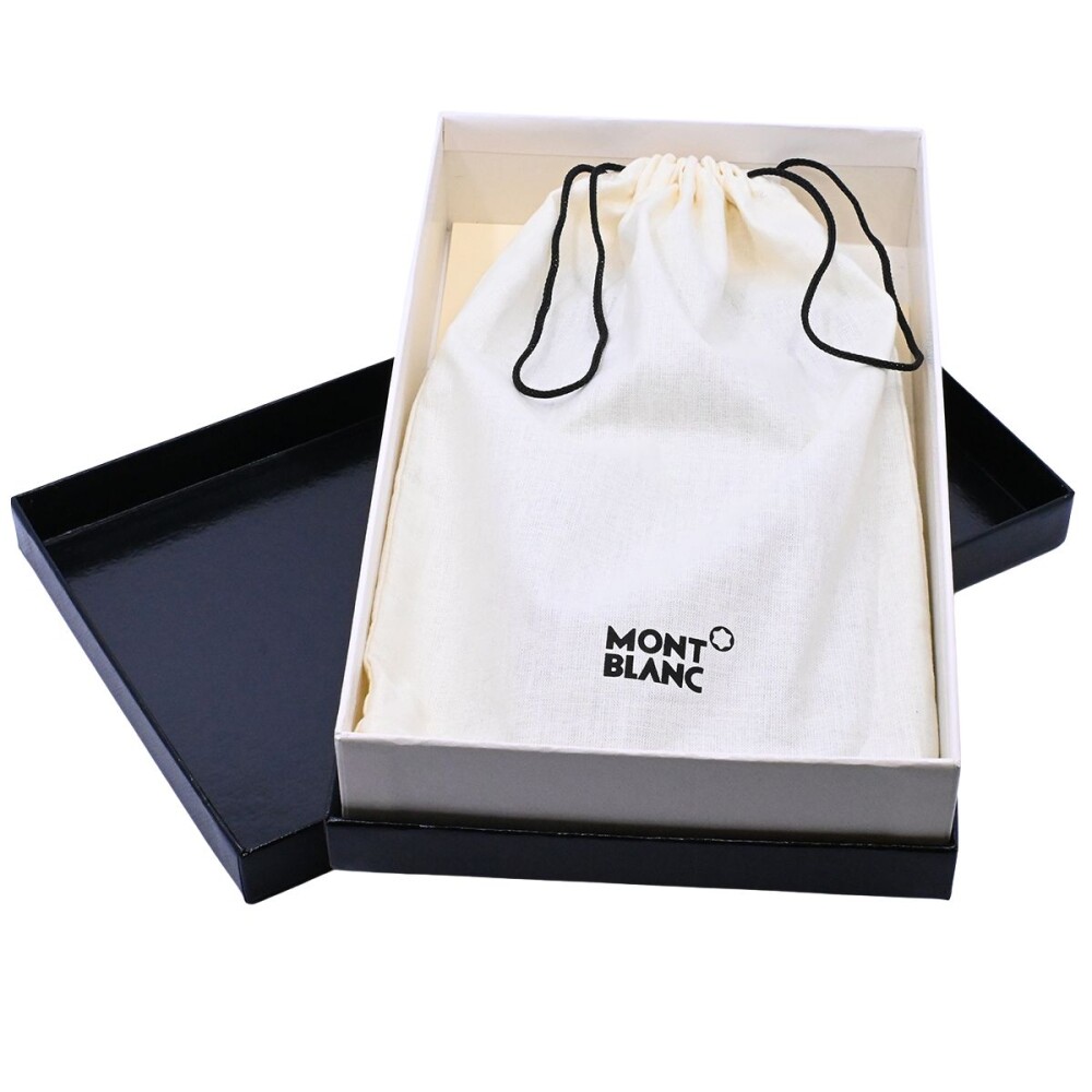 Billetera Montblanc azul con estuche y papeles. Billetera Montblanc azul con estuche y papeles.