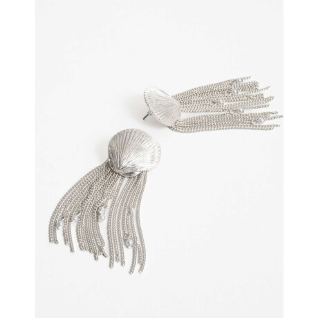 Aros Largos Caracoles Y Perlas Plateado Plata Mate