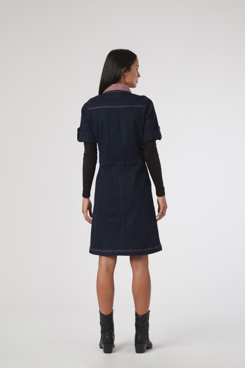 Vestido de jean con cuello desmontable jean oscuro
