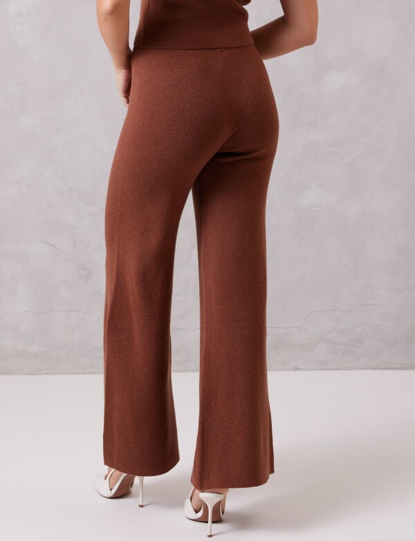Pantalon Wide Leg Brillo MARRON