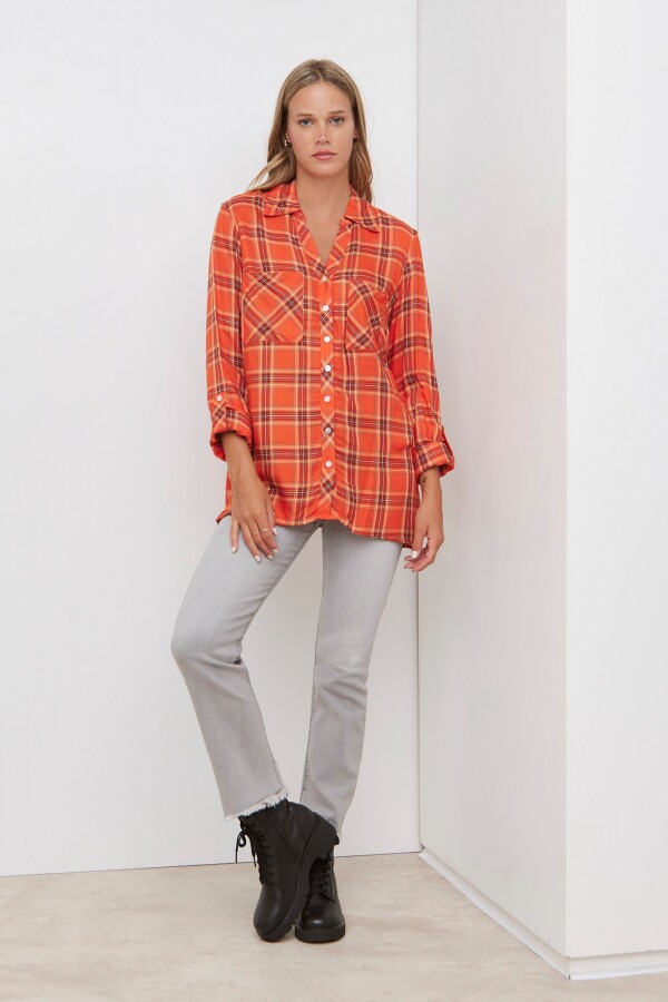 Camisola Cuadros ANARANJADO/MULTI