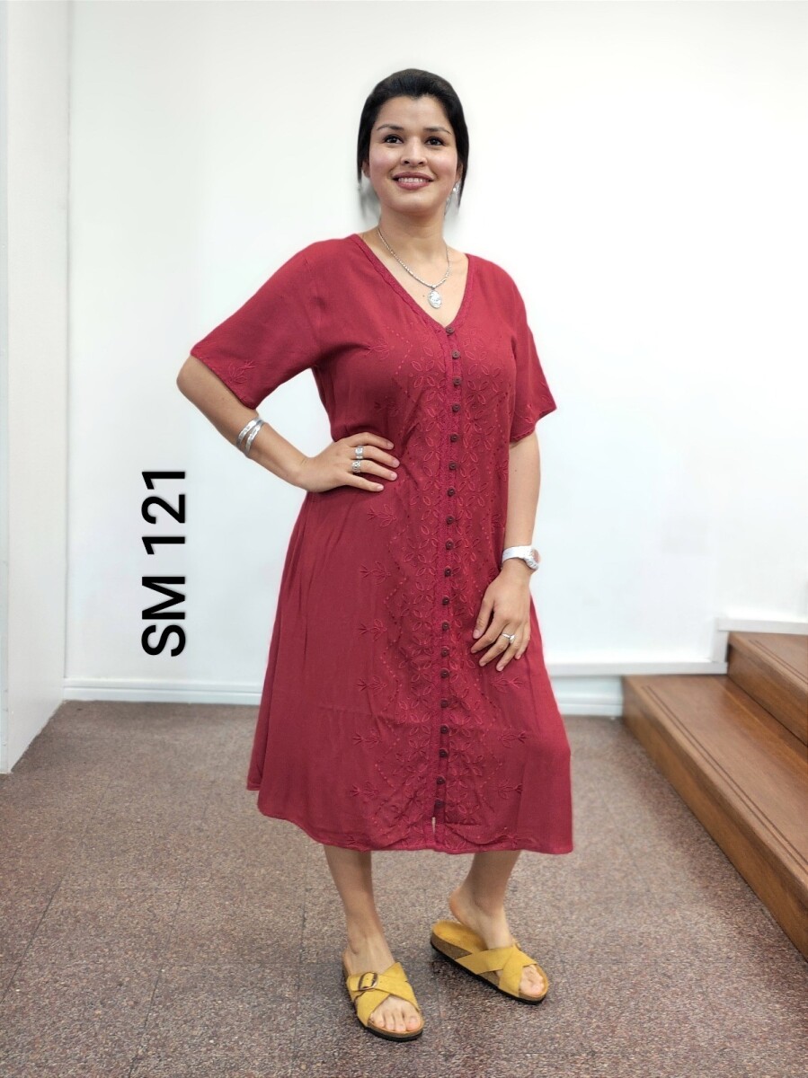 Vestido Da.M/C C/Bot. - Bordo 