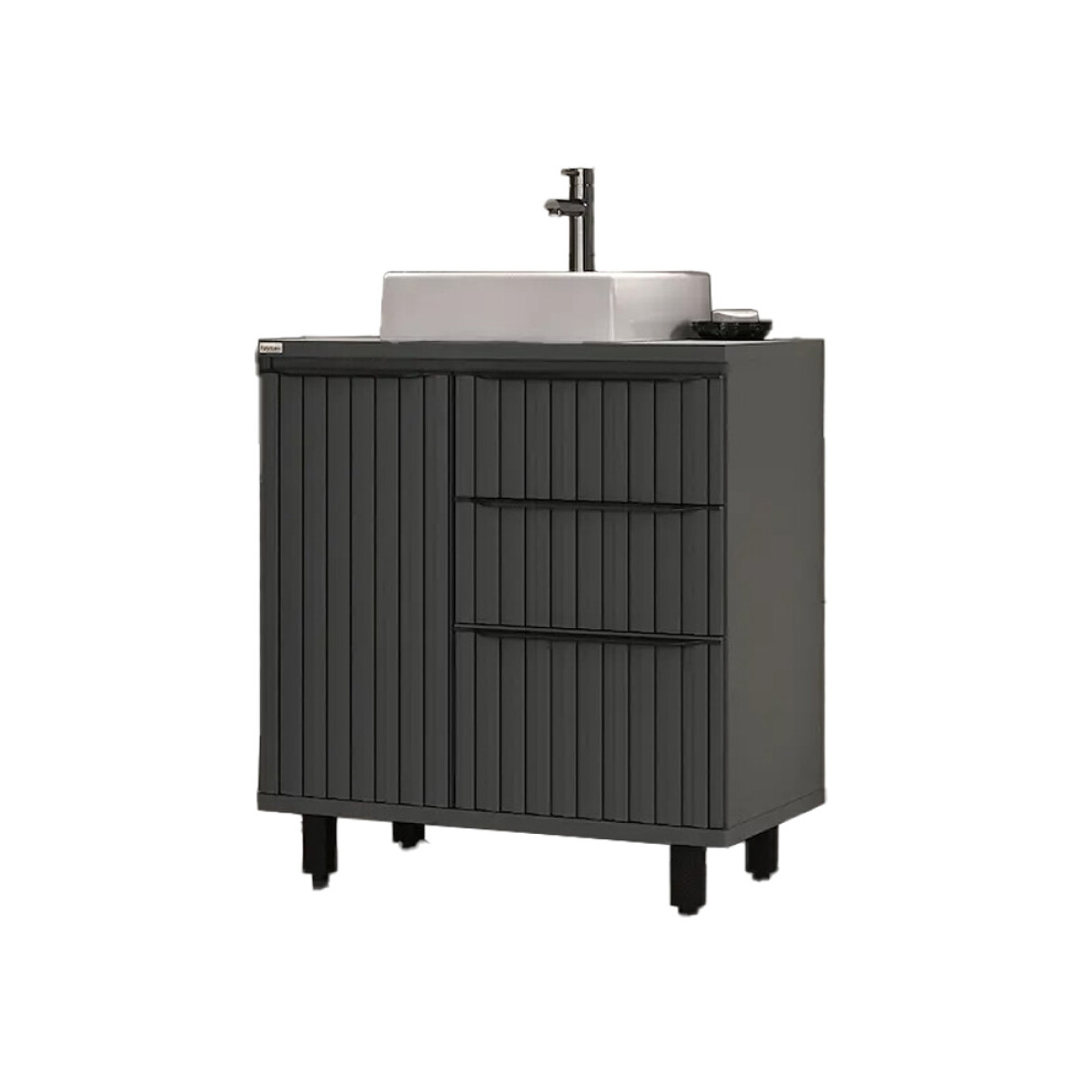 Mueble De Baño Modelo Cecilia 78 Cm Con Patas Color Plomo 