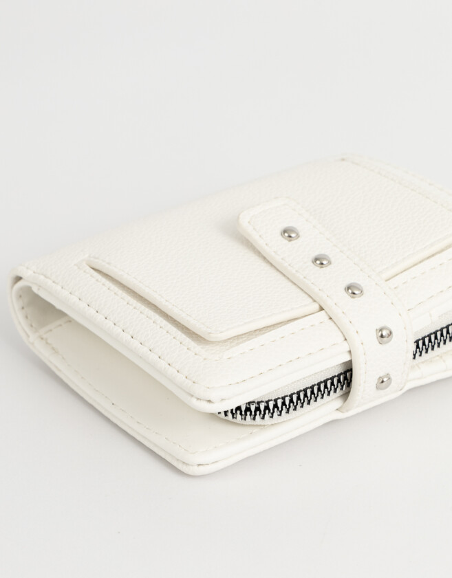 Billetera Boho Billetera Con Snap - Blanco Crudo