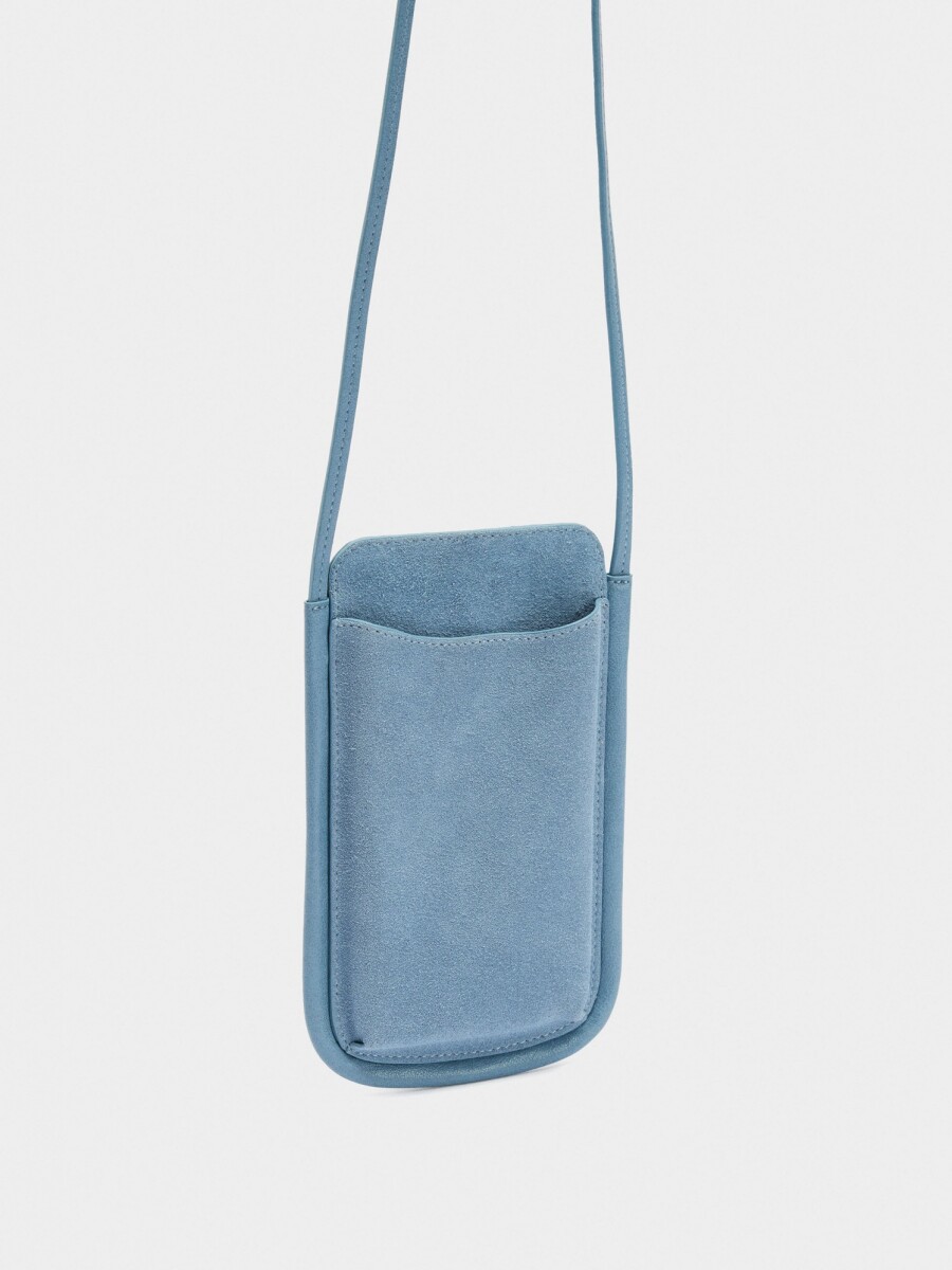 Bolsa Para Móvil Con Detalles De Piel azul
