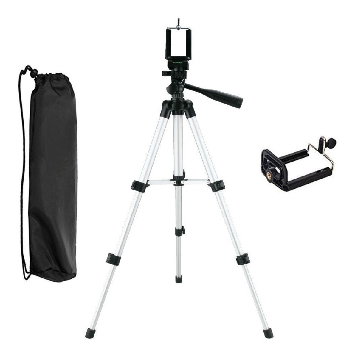 Tripode Profesional Celular 360° Pies De Goma + Estuche - Variante Color Plateado 