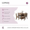 Juego de Comedor Mesa de Madera 6 Sillas Rustico Beige