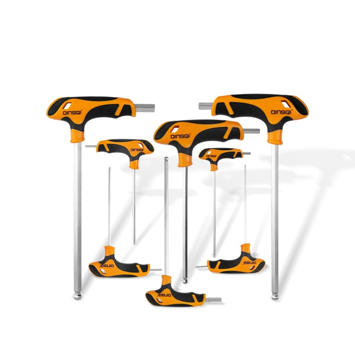 DINGQI JUEGO 8 PIEZAS LLAVES ALLEN PUNTA BOLA MANGO T H2.0-10 MM 