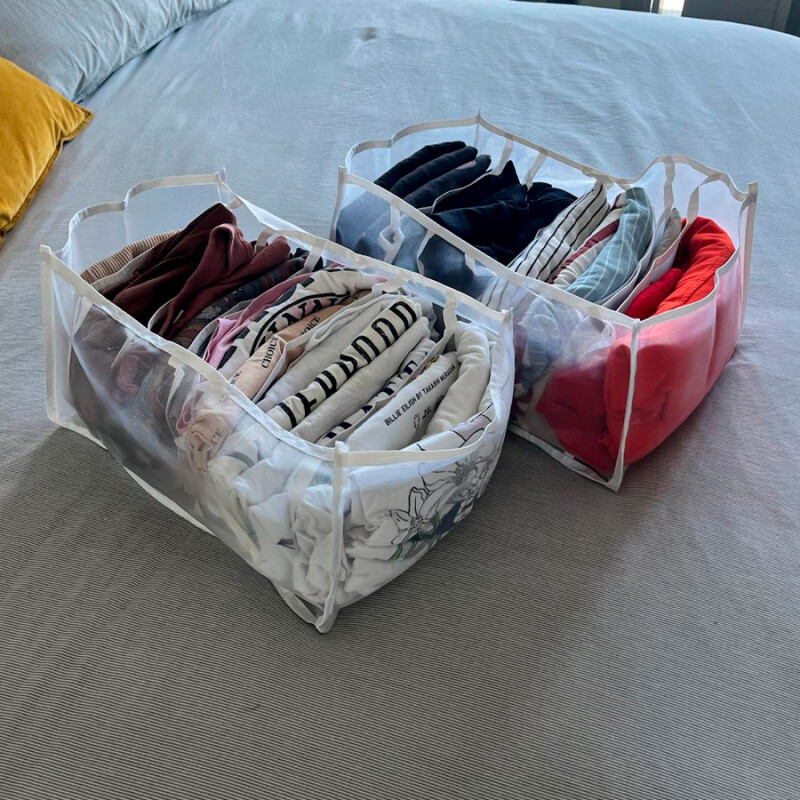 Organizador para almacenar ropa con 7 divisiones Blanco