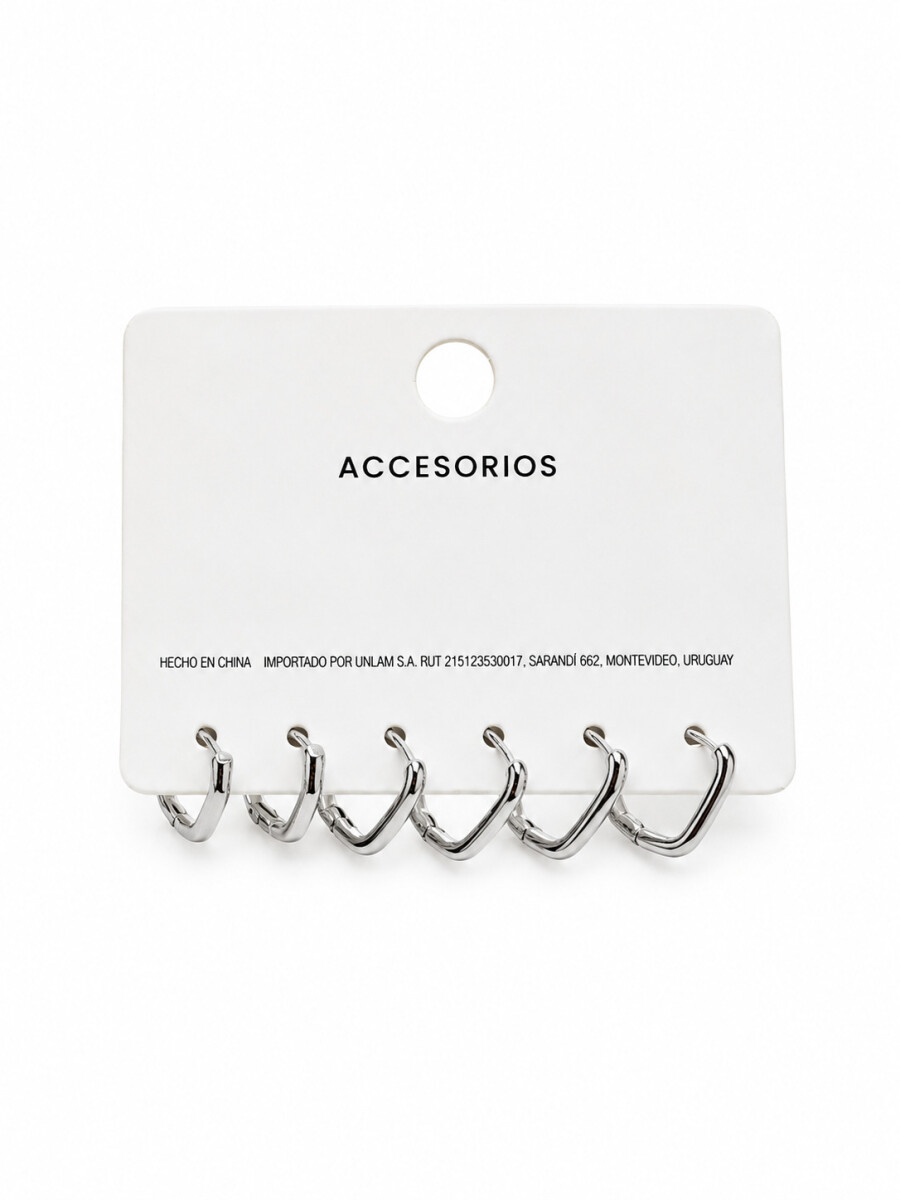 CARAVANAS ATENEA SET 3 PARES - PLATEADO 