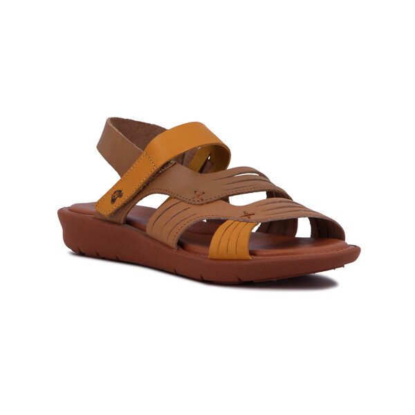 Country Sandalia Dama Casual C/dos Tiras Y Pulsera S/baja Nuez-ambar