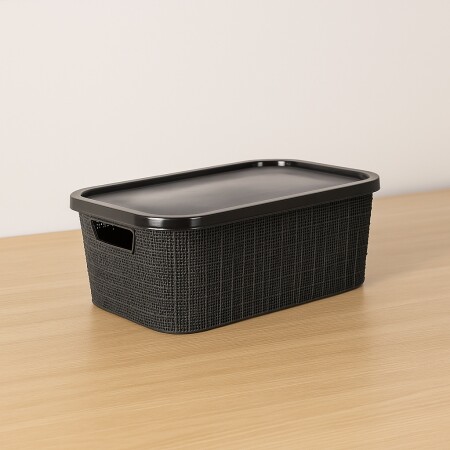 CAJA ORGANIZADORA SIMIL RATTAN 7LTS NEGRO NEGRO