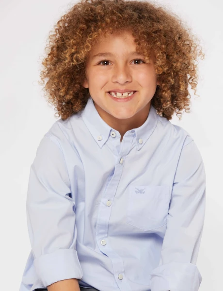 Camisa Lisa M. Larga Celeste
