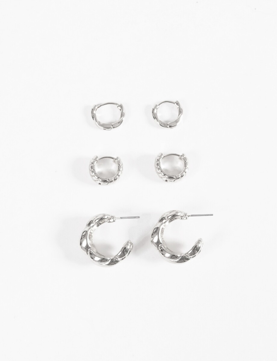 Set de tres aros texture - plateado 