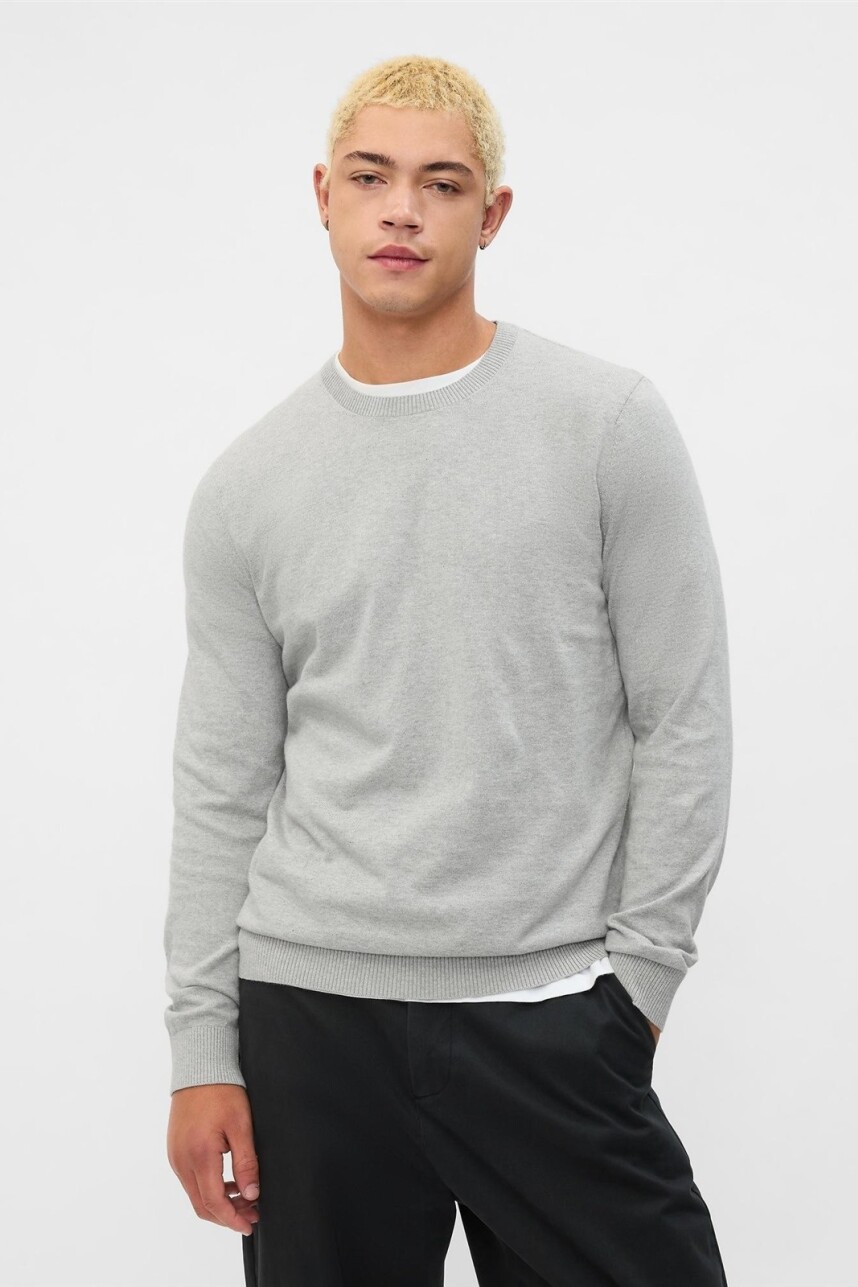 Buzo De Algodón Cuello Redondo Hombre Heather Grey