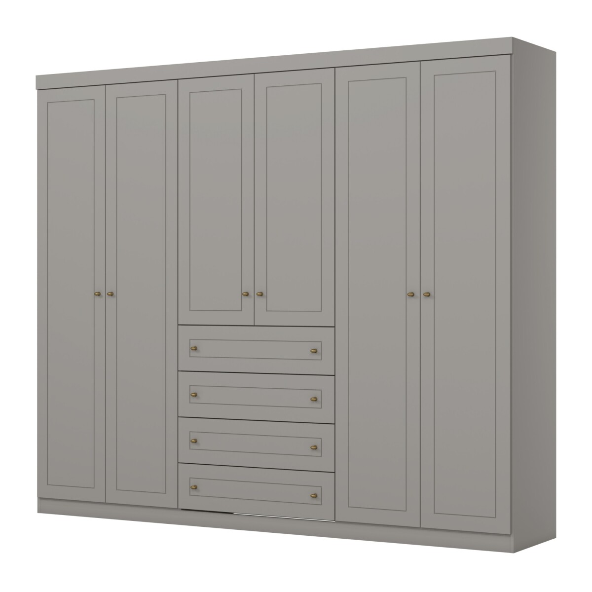 ROPERO AMERICANO GRIS 6 PUERTAS 4 CAJONES GUARDARROPA CLOSET ARMARIO PUERTAS 100% MDF 