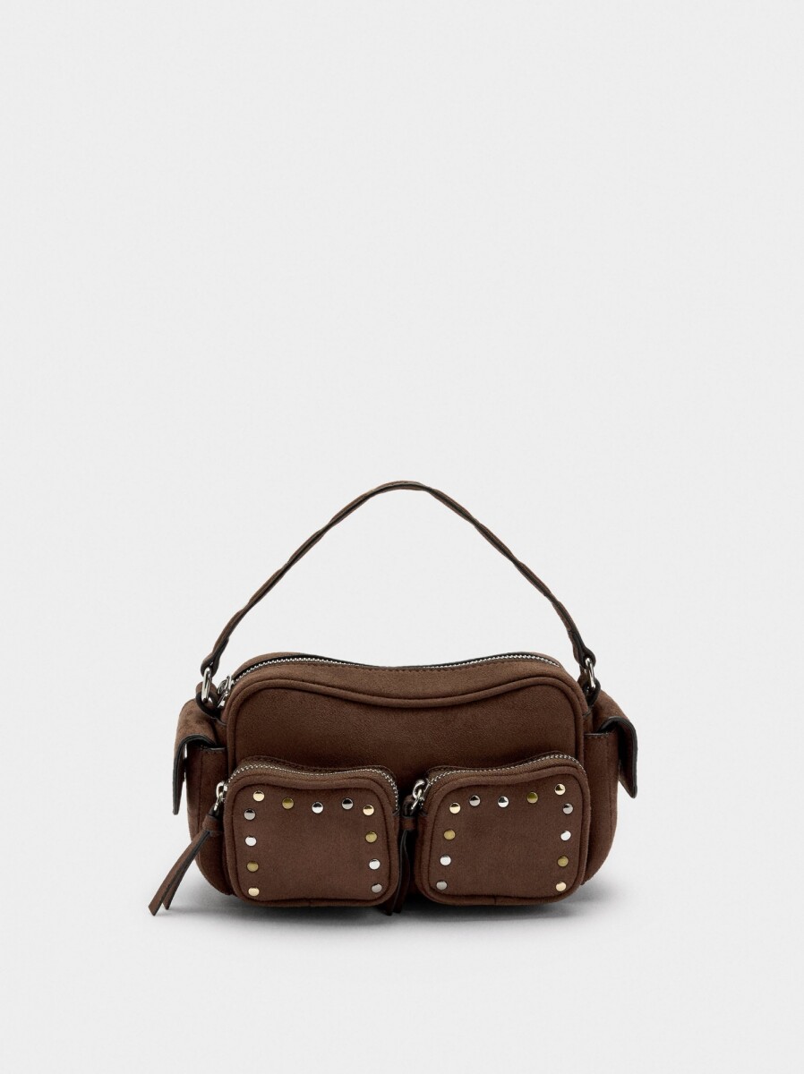 Bolso De Mano De Efecto Piel Con Tachuelas - marron 