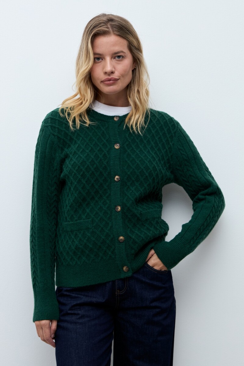 Cardigan estructuras rombos verde ingles