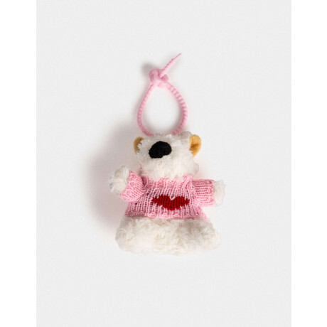 Llavero Y Charm De Perrito Con Sweater Blanco Crema