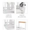 HUSP Escurridor Platos 2 Pisos Metal Con Madera Hudson - Blanco