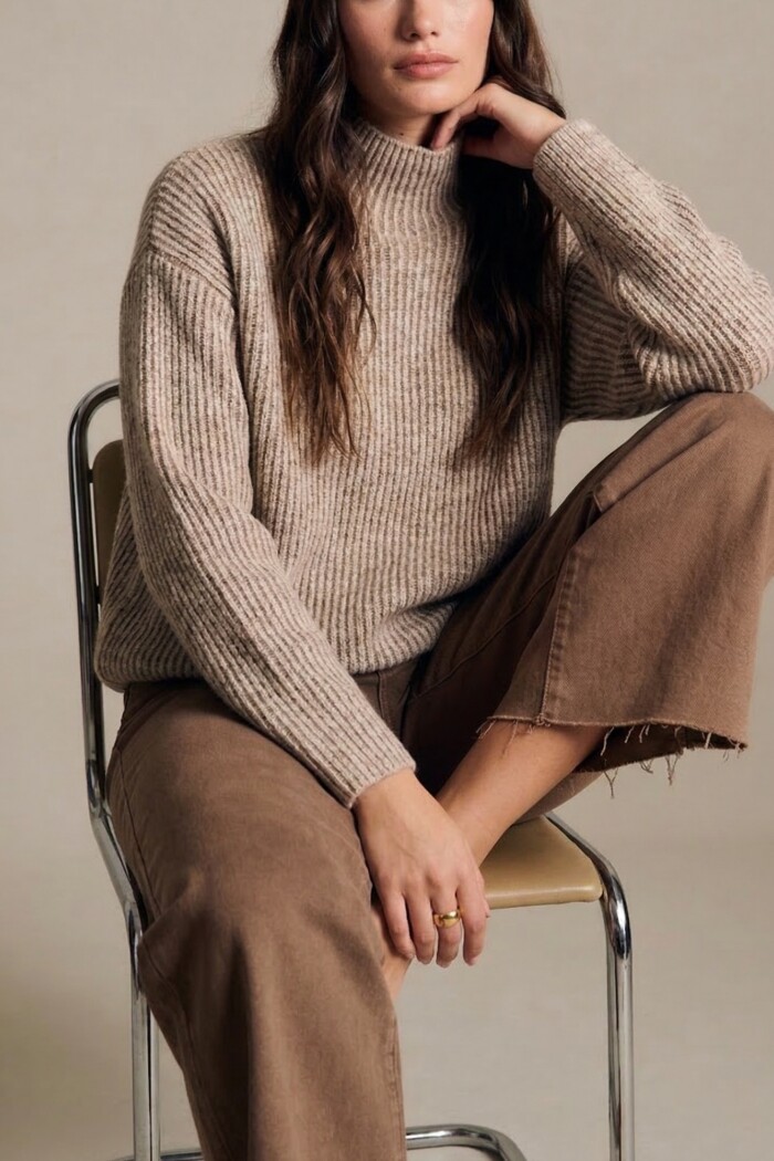 Polera Texturada Beige Melange