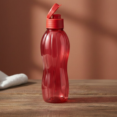 Botella caramañola plástica con tapón 600 ml ROJO