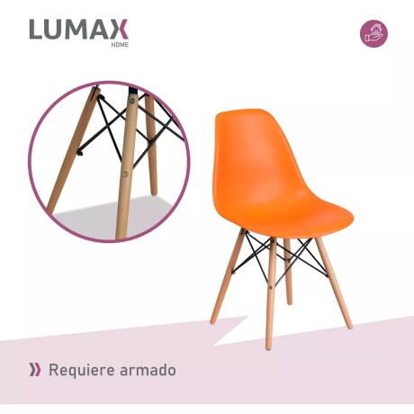 Silla De Comedor Eames Pack 2 Unidades Varios Colores Lumax Naranja