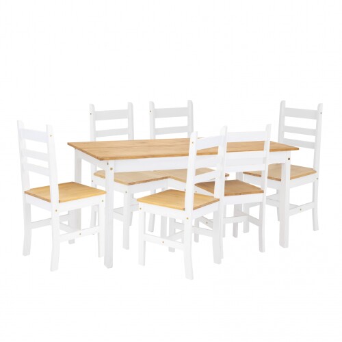 Juego De Comedor Lucia Plus 6 Sillas - Madera - Blanco Juego De Comedor Lucia Plus 6 Sillas - Madera - Blanco