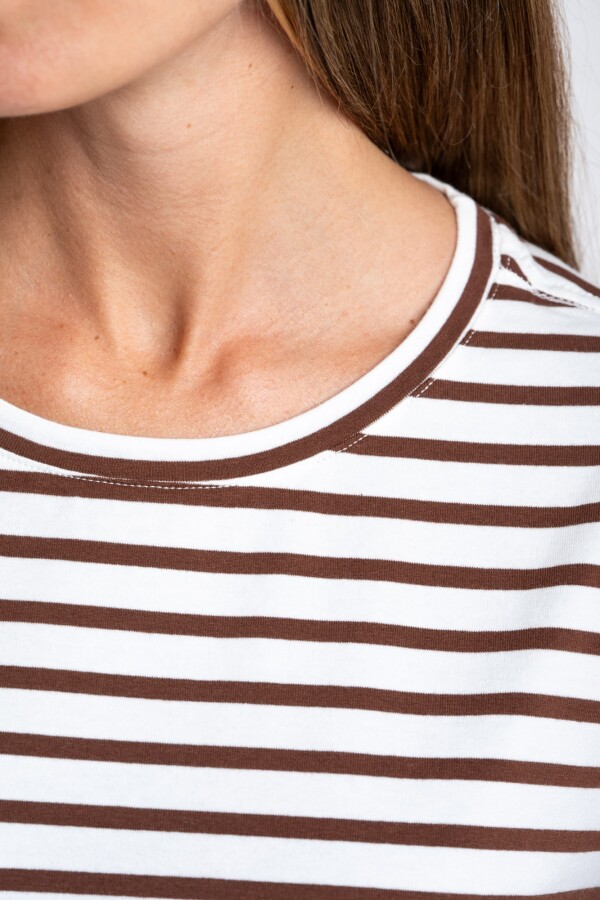 Remera Algodónn Elastano Rayada Chocolate