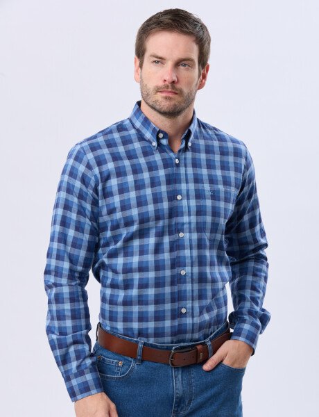 CAMISA SPORT A CUADROS Azul