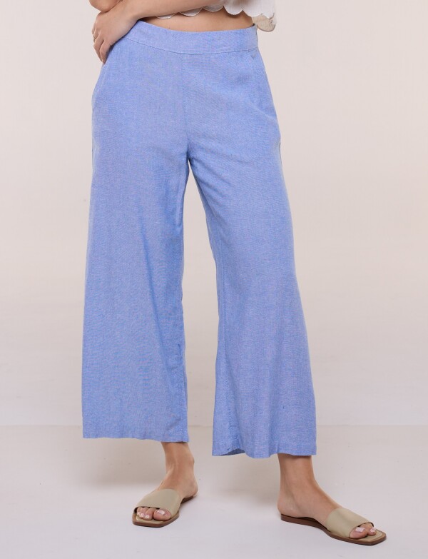 Pantalon Lino Crop CELESTE