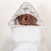 Toalla con Capucha Monitos Borde Beige y Blanco